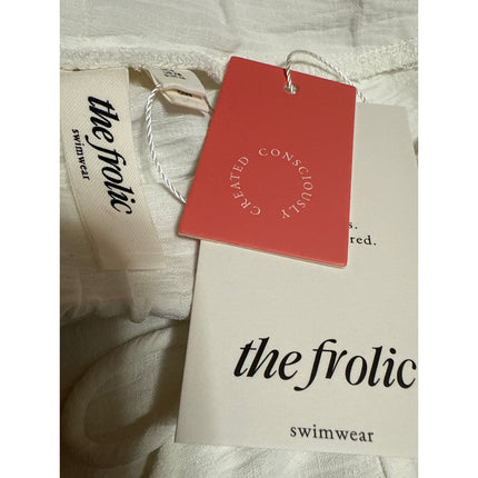 NEW The Frolic White Slit Drawstring High Rise Wide Leg Beach Pants Size XS