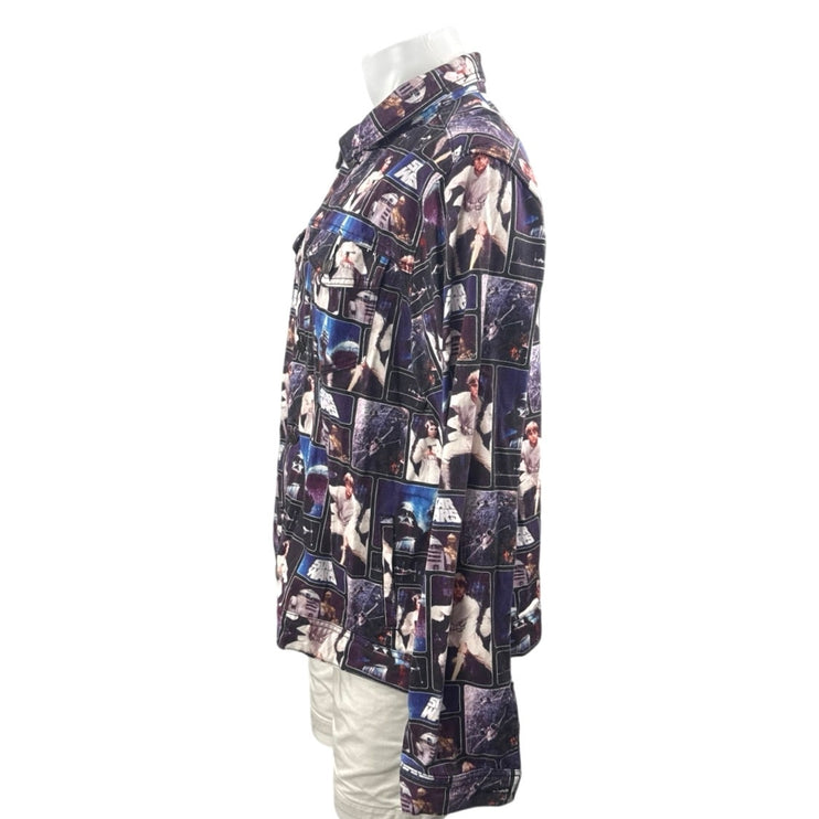 Cakeworthy Star Wars Men Purple Long Sleeve Button Up Denim Jean Jacket Size XXL