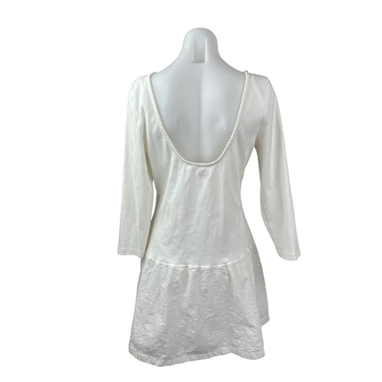 Free People Free-est White Long Sleeve Drop Waist Open Back A Line Mini Dress XL