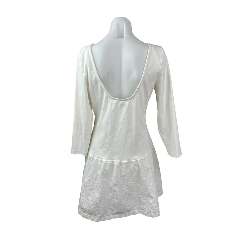 Free People Free-est White Long Sleeve Drop Waist Open Back A Line Mini Dress XL