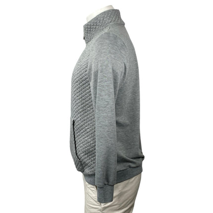 BTFBM Men's Gray Quilted Half Zip High Neck Long Sleeve Sweatshirt Sweater Top L