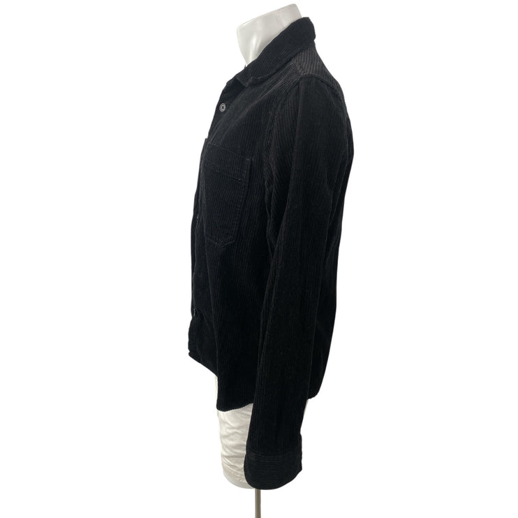 H&M Men's Black Corduroy Collared Long Sleeve Button Down Shirt Shacket Top Sz M