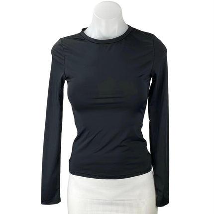 Princess Polly Women's Black Crewneck Long Sleeve Slim Tee T-shirt Top Size 4