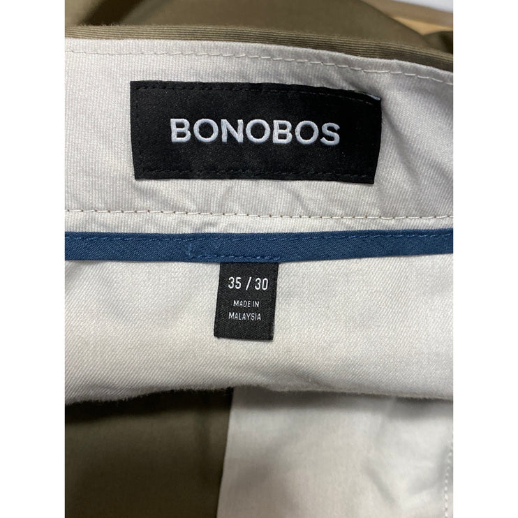 Bonobos Thursday Mens Olive Green Khaki Slim Fit Straight Trousers Pants Size 35\923.0