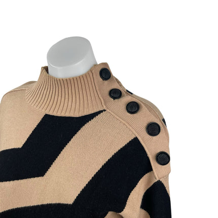 River Island Tan Black Colorblock Knit Long Sleeve Turtleneck Sweater Top Size S