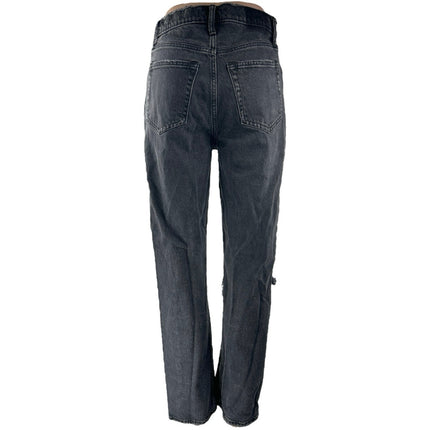 Abercrombie & Fitch The Dad High Rise Women's Black Distressed Denim Jeans Sz 27