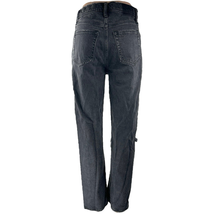 Abercrombie & Fitch The Dad High Rise Women's Black Distressed Denim Jeans Sz 27