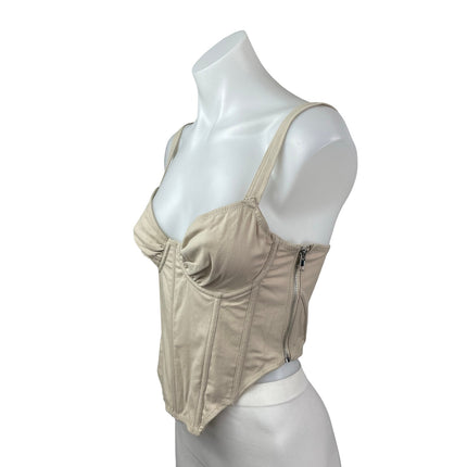 Urban Outfitters BDG Beige Corset Bustier Longline Lace Up Cami Tank Top Size S