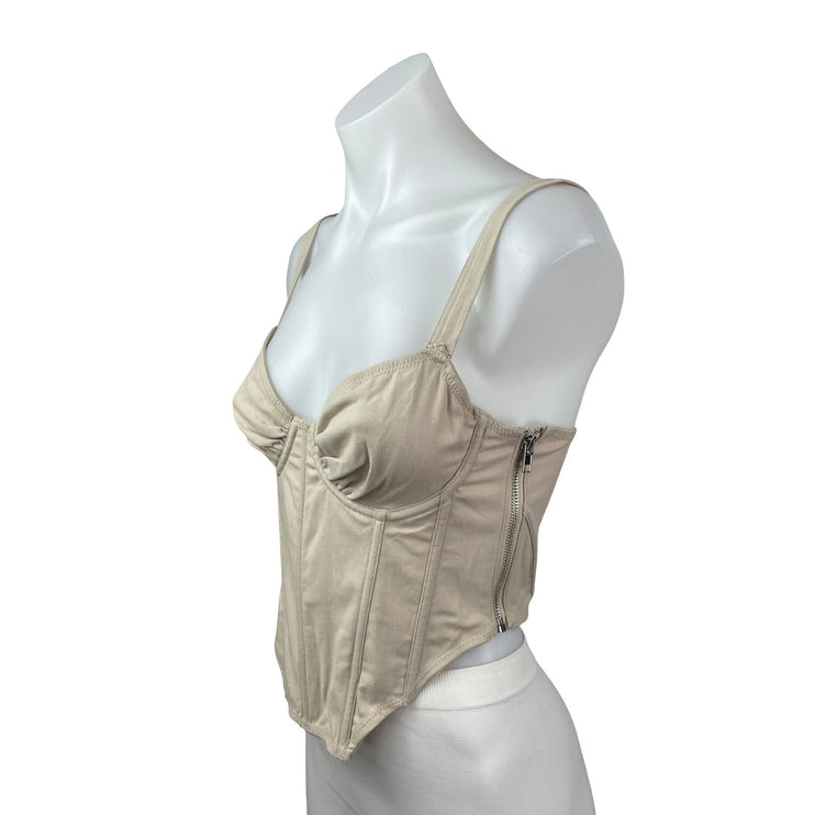 Urban Outfitters BDG Beige Corset Bustier Longline Lace Up Cami Tank Top Size S