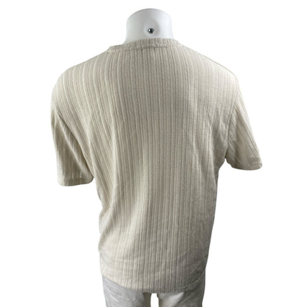 Zara Men's Beige Short Sleeve Ribbed Knit Crew Neck Sweater T Shirt Tee Top Sz M