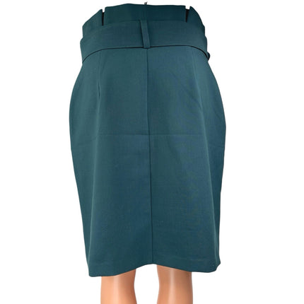 Banana Republic Women's Blue Green Belted Knee Length Paperbag Pencil Skirt 4