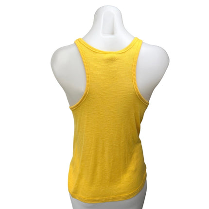 Free People Women's Yellow Rib Knit Sleeveless Racerback Pullover Tank Top Sz XS
