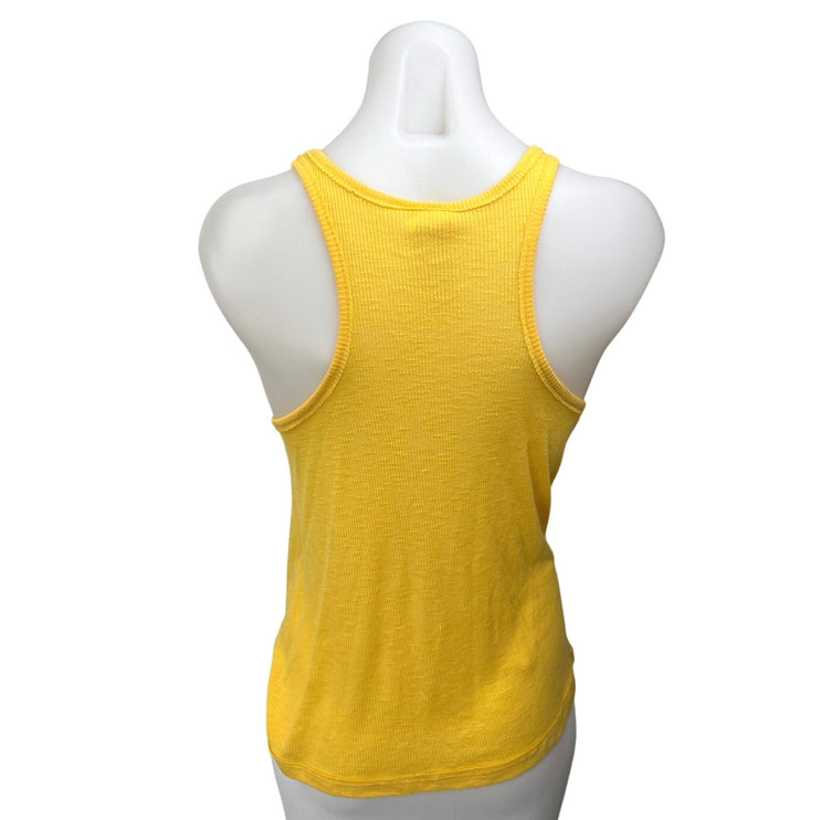 Free People Women's Yellow Rib Knit Sleeveless Racerback Pullover Tank Top Sz XS