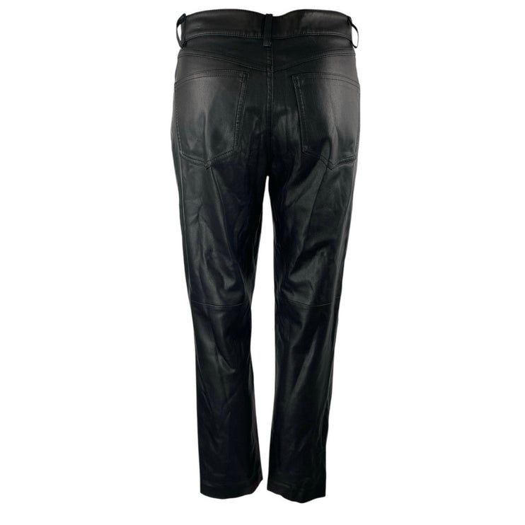 MNG Mango Women's Black Faux Leather Vegan High Rise Trousers Pants Size 4
