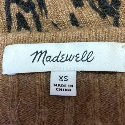 Madewell Cameron Brown Animal Print Wool Alpaca Rib Knit Cardigan Sweater Top XS