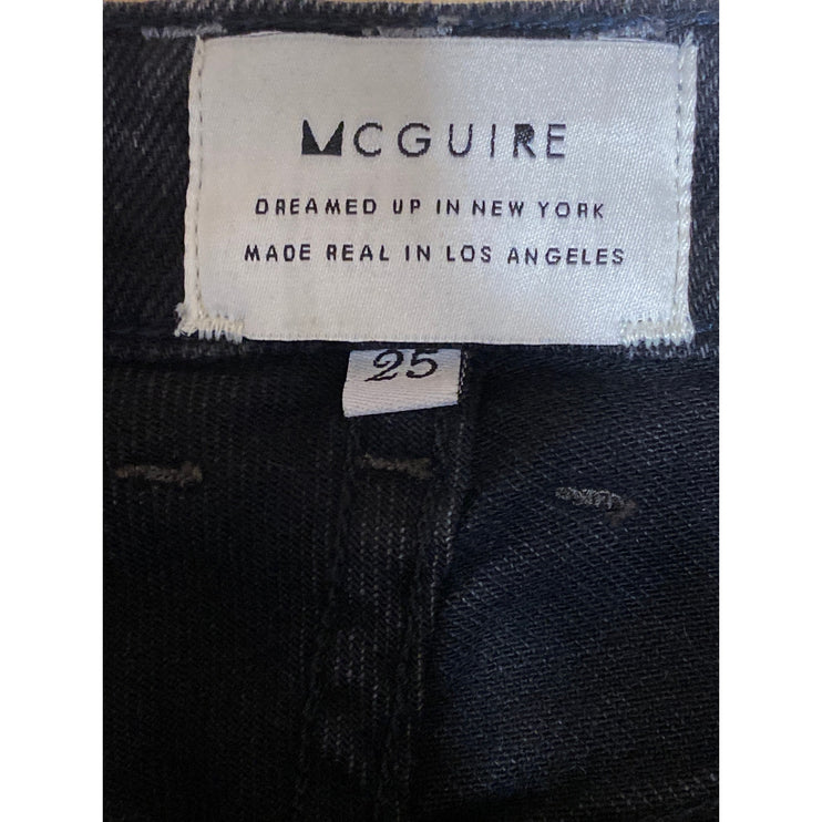 McGuire Women's Black Washed High Rise Slim Straight Leg Denim Jeans Size 25