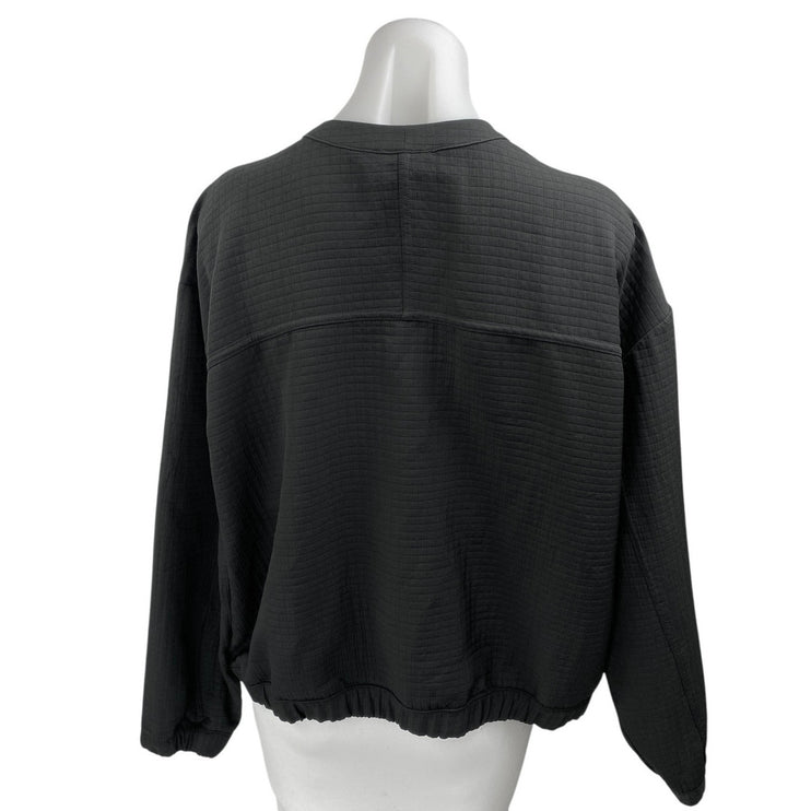 New Balance Women's Black Long Sleeve Crew Neck Pocket Cocoon Coat Jacket Size M