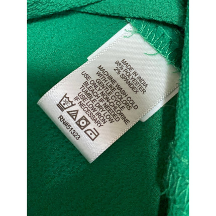 Cece Women's Green Pleated Front Short Puff Sleeve Shirt Blouse Top Size S