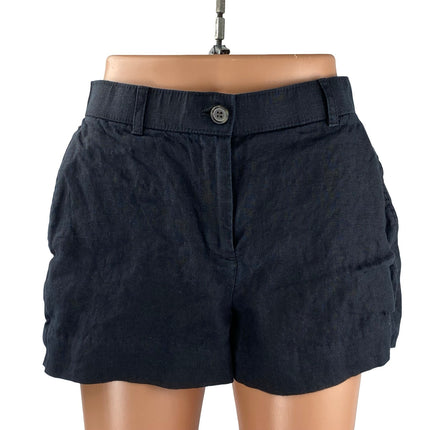 J.Crew 100% Linen Women's Black Mid Rise Wide Leg Casual Lounge Summer Shorts XS