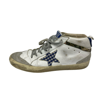 Golden Goose Mid Star Women's White Blue Lace-Up Mid-Top Sneakers Shoes Size 8.5