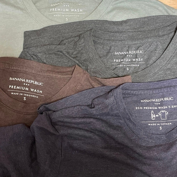 Bundle of 4 Banana Republic Men's Green Black Brown Crew T Shirt Tee Top Size S