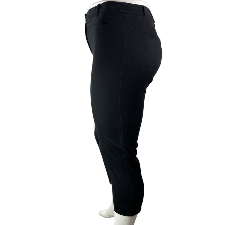 Ann Taylor Womens Black High Waisted Cropped Slim Tapered Capri Trouser Pants 14