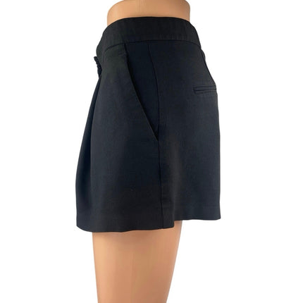 Theory Tohni Rosina Black High Waisted Pleated Crepe Straight Mini Shorts Size 2