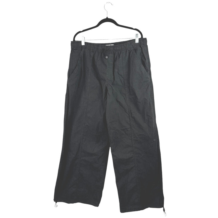 NEW Zara Womens Black High Rise Straight Wide Leg Windbreaker Trousers Pants XXLm