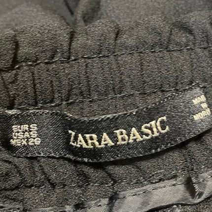 Zara Women's Black High Waisted Drawstring Tapered Jogger Sweat Pants Size S