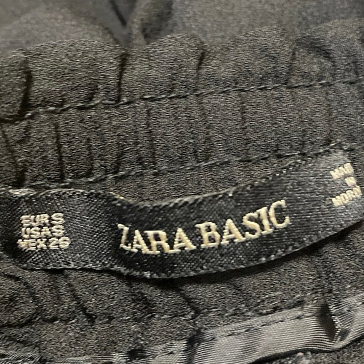 Zara Women's Black High Waisted Drawstring Tapered Jogger Sweat Pants Size S