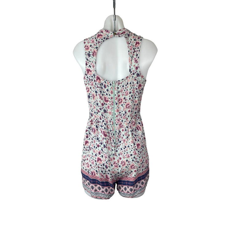 Xhilaration Womens Multicolor Floral High Neck Sleeveless Tank Jumpsuit Romper L