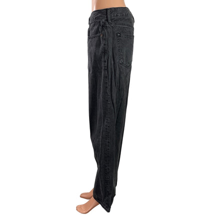 Abercrombie & Fitch Ultra Loose Low Rise Black Baggy Wide Denim Jeans Pants 28