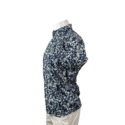 Abercrombie & Fitch Muscle Mens Blue Floral Short Sleeve Button Down Shirt Top S