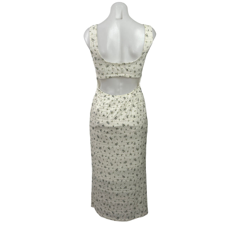 Demetra For Aeropostale White Floral Lace Sleeveless Midi Bodycon Dress Size S