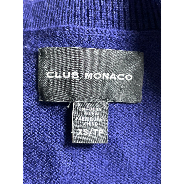 Club Monaco Womens Blue 100% Wool Long Sleeve Crew Neck Knit Sweater Top Size XS