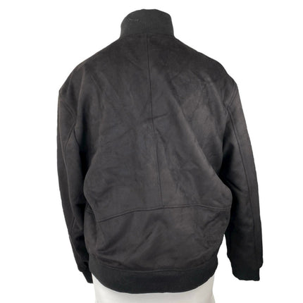 Zara Women's Black Faux Suede Full Zip High Neck Long Sleeve Coat Jacket Size XL