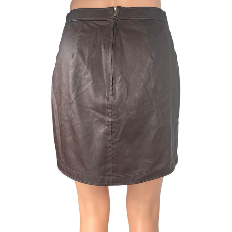 Abercrombie & Fitch Womens Brown Vegan Faux Leather Mini Straight Pencil Skirt S