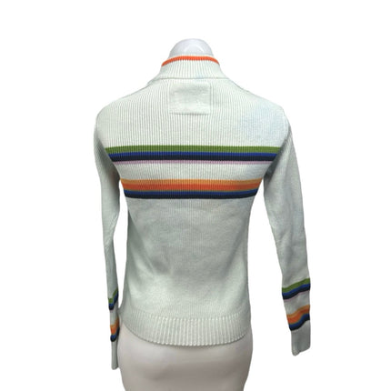 Free People Lyon White Multicolor Striped Turtleneck Long Sleeve Sweater Top XS