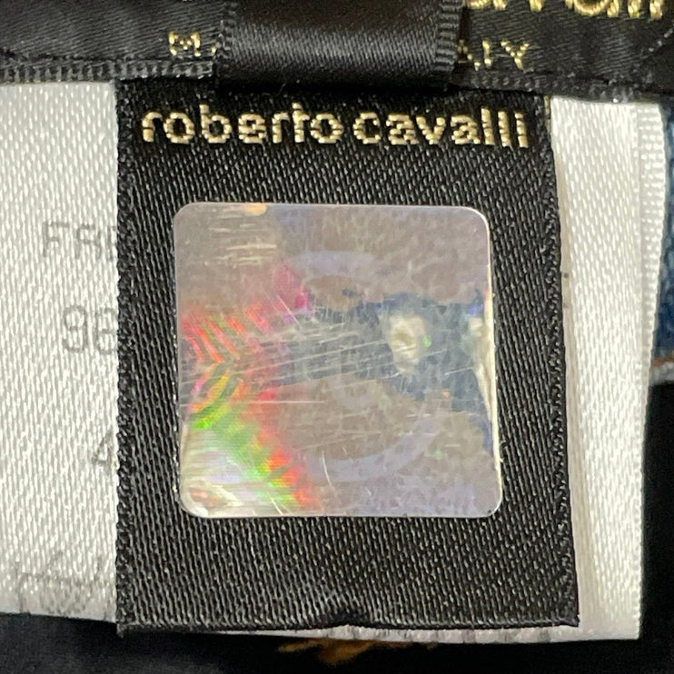 Roberto Cavalli Women's Black Blue High Waisted Sequin Mini Denim Jeans Skirt S