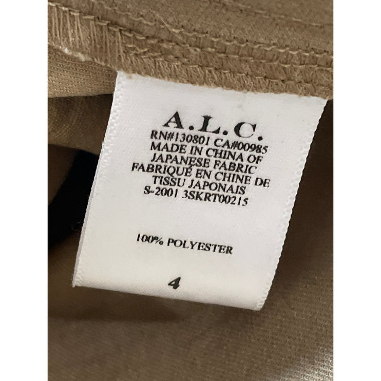 A.L.C. Pierre Womens Khaki Ruffled Belted High Rise Midi High Low A-Line Skirt 4