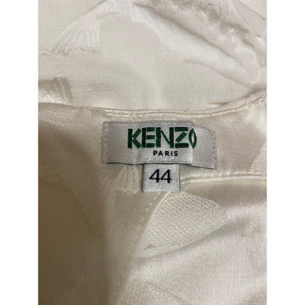 Kenzo Women's White Faux Suede Embossed Fish Sleeveless Blouse Tank Top 44 US 12