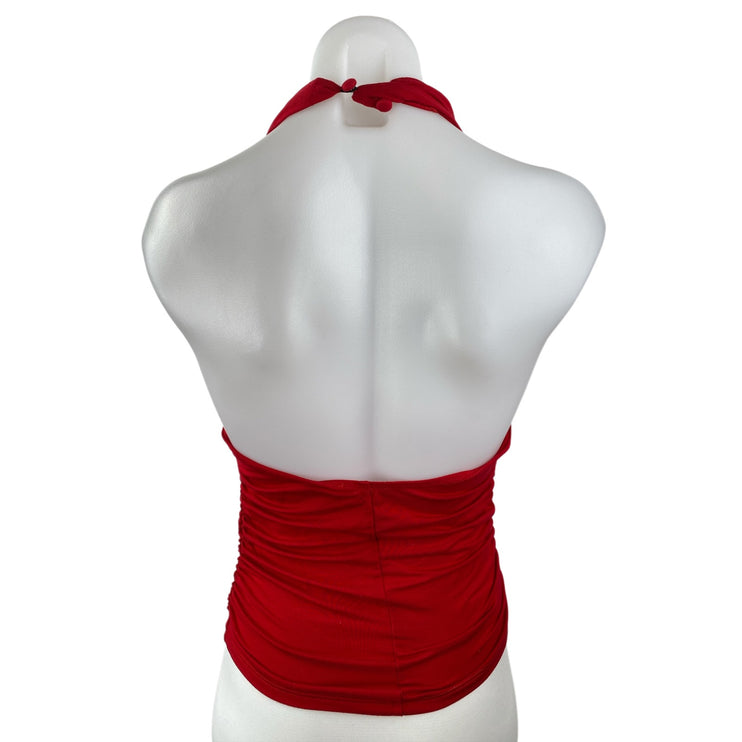 Reformation Women's Red Halter Cowl Sleeveless Open Back Blouse Tank Top Size S