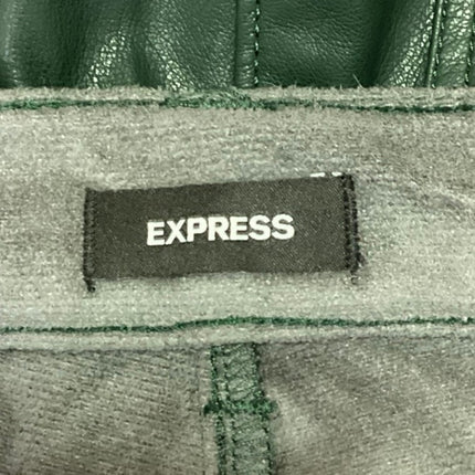 Express Women's Blue Green Faux Vegan Leather Slim High Rise Flared Pants Size 4