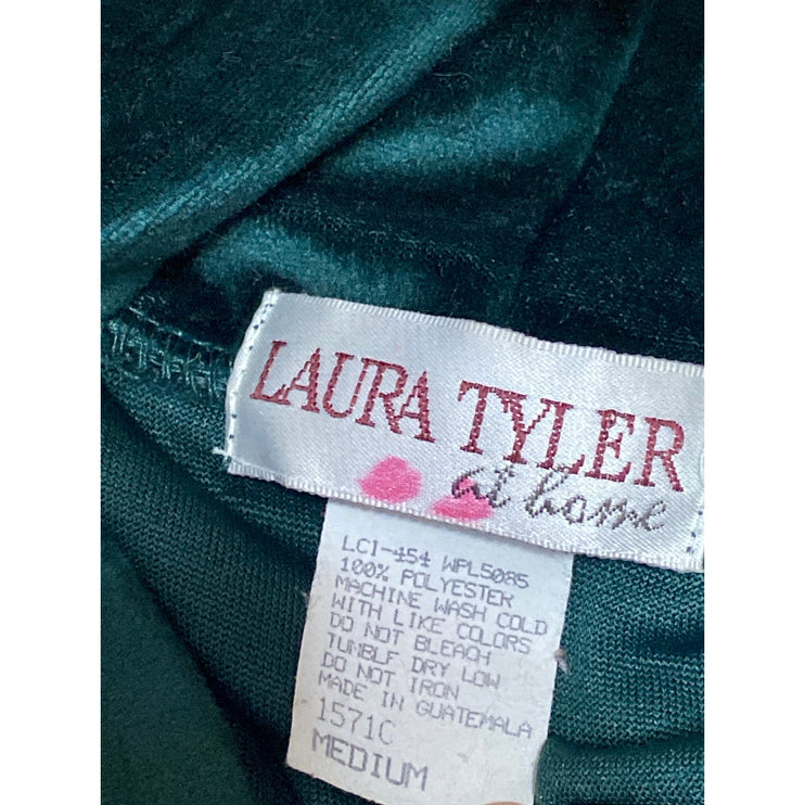 Vintage Laura Tyler Green Velvet Velour Turtleneck Long Sleeve Sweater Top Sz M