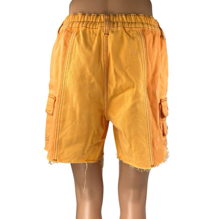 Urban Outfitters BDG Women's Orange Frayed Raw Hem Straight Leg Cargo Shorts S