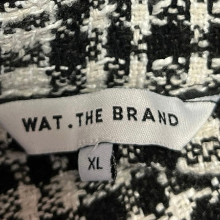 NEW Wat The Brand Black White Tweed Plaid Button Down Long Sleeve Coat Jacket XL