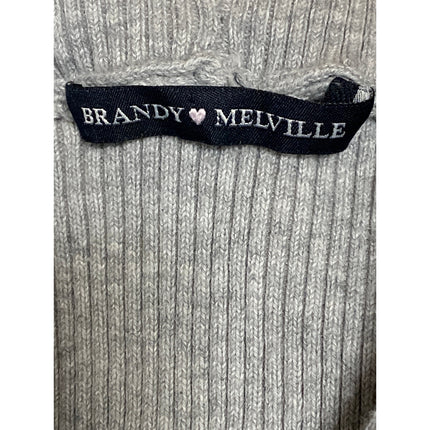 Brandy Melville Women's Gray Ribbed Knit Full Zip Crop Hoodie Sweatshirt Top S