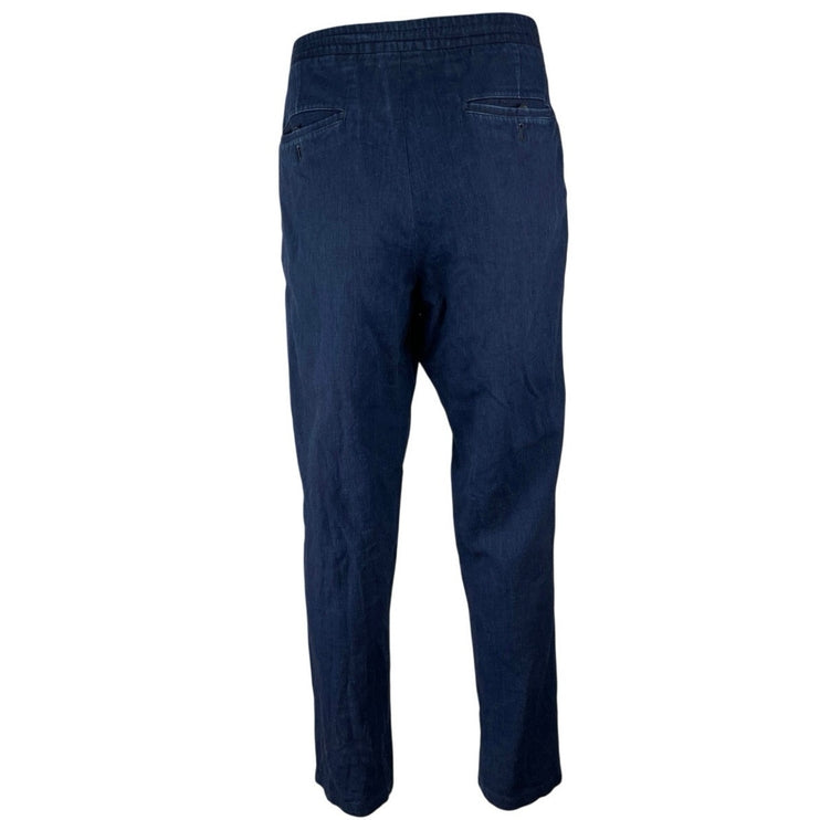 Ermenegildo Zegna Men's Navy Blue Cotton Tapered Denim Trousers Pants Size 50