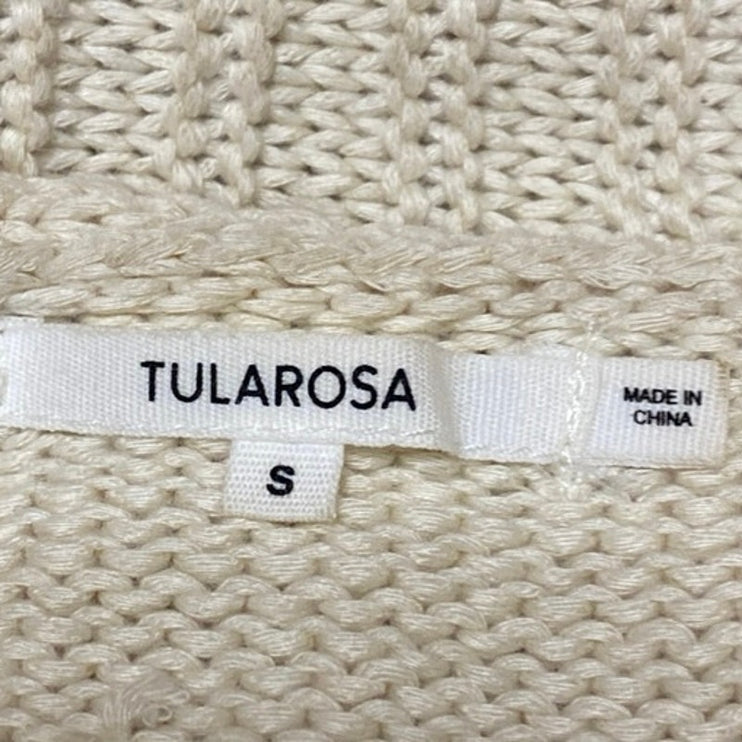 Tularosa Cream Long Sleeve Boho Fringe Midi Open Cardigan Sweater Top Size S