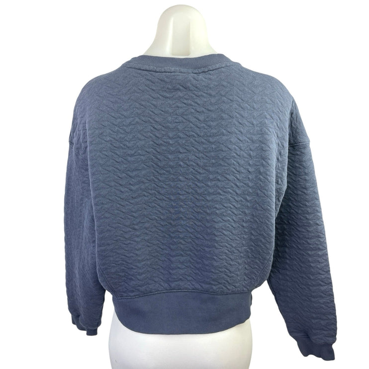 All In Motion Blue Crew Neck Quilted Crew Neck Pullover Sweatshirt Top Size S